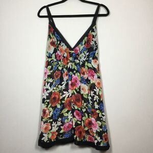 Floaty rose and flower print sheer nightie lingerie babydoll spaghetti strap S/M